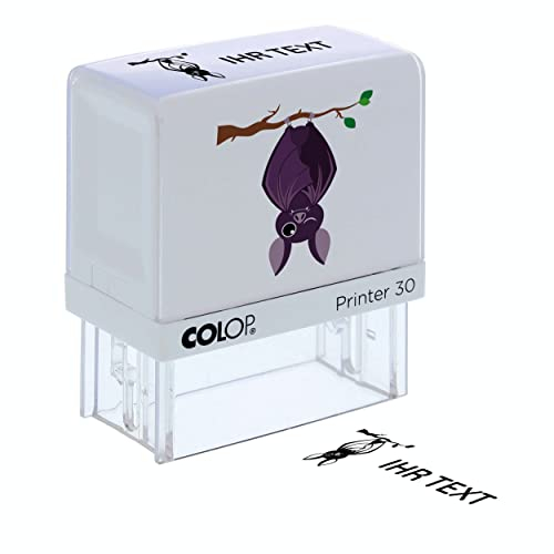 stempel-fabrik Kinderstempel Namensstempel/Personalisierter Adresstempel - Stempel für Kinder mit Motiv Fledermaus für Schüler/Schule und Kindergarten als Geschenk