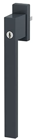 Design Aluminium Terrassentürgriff Dublin PSK abschließbar - pulverbeschichtet, Farbe:Grau RAL 7016 (matt), Stiftlänge:45mm