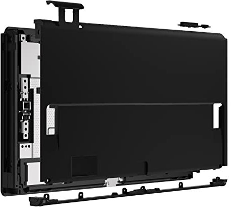 eXtremeRate Placa Tapa Trasera para Nintendo Switch OLED Accesorios, Carcasa Posterior Funda Protectora para Consola de NSO - Sin Joycon Shell y Kickstand - Negro