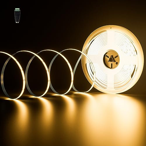 PAUTIX COB LED Streifen Warmweiss 2700K,10m 4800LEDs DC24V LED Strip Light,LED Band CRI93+ für Schlafzimmer Küche DIY Beleuchtungsprojekt (Netzteil nicht enthalten)