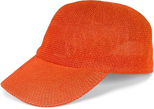 styleBREAKER Papierstroh Baseball Cap einfarbig | luftiges Sommer Basecap mit Metallschnalle verstellbar | Unisex Cap mit Schweißband für Damen und Herren, Farbe:Orange