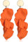 Diamday Acryl Clip Ohrringe für Frauen Mädchen - Lang Rosenblüten Baumeln Übertriebene Blumen Elegant Tropfen Statement Quaste Farbenfroh Ohrstecker Orange