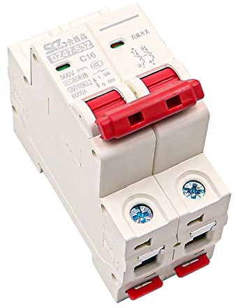 Hsthe Sea 2P DC Mini Circuit Breaker16A 500V DZ47-63Z-2P Sicherheits-Überstromschutzschalter mit DIN-Schiene Überlastschutzschalter für Solar PV System DC 1000V 16A