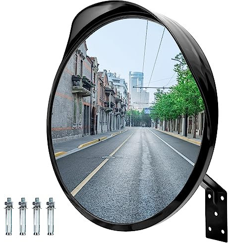 Specchio Convesso di Sicurezza, Specchio Stradale da 30 cm, Specchio Convesso per il Traffico Specchio Parabolico Stradale Specchio Grandangolare Regolabile per Strada e Garage per Interni ed Esterni