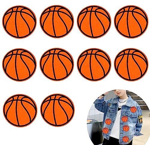 DHER Bügelbilder Aufnäher Patch Sticker Patches Zum Aufbügeln 10 Aufbügelbare Stoffaufnäher, Aufbügelbare Oder Aufnähbare Basketball-Aufnäher, Aufbügelbare Aufnäher für Hüte, Jacken, Jeans, Rucksäcke