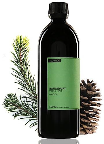 NAKURA Raumduft Nachfüller, Refill für Lufterfrischer TANNEN - WALD Bio 500 ml - natürlich mit reinen ätherischen Ölen - Aromatherapie
