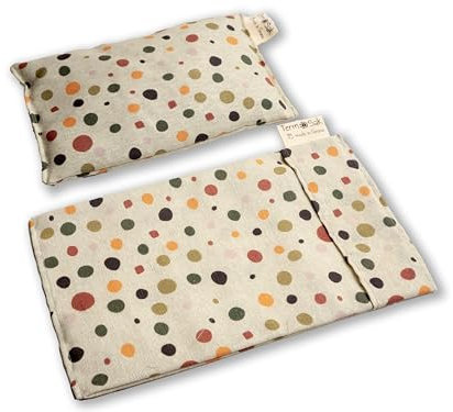 TERMOSAK Bouillotte sèche, 23x14 coussin chauffant eco chaud/froid, avec de graines de soja vert haute durabilité et lavande, sac thermique pour micro-ondes/congélateur. (009, 23x14+Housse)