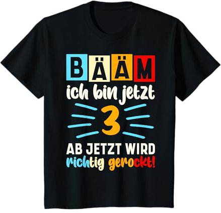 Bääm Ich bin jetzt 3 Geburtstag Drei Jahre Junge Mädchen T-Shirt