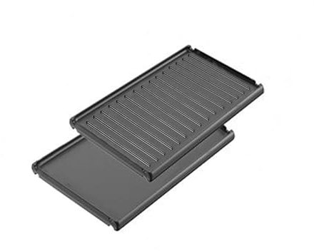 QcuGvy Wende-Alu-Druckguss-Grillplatte für Raclette 2 Personen Antihaftbeschichtete 20,5 x 10,5 cm, Raclette Gerät 2 Personen-Zubehör Universal, Schwarz