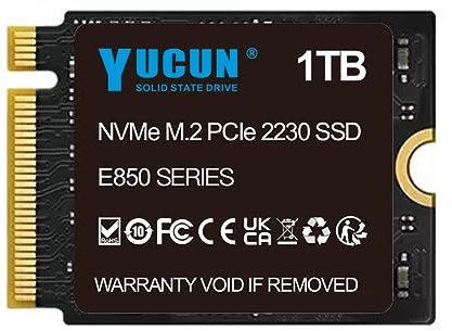 YUCUN 1TB M.2 2230 NVMe SSD PCIe 1To Disque Dur Solide Compatible avec Steam Deck, Surface Pro, Tablettes