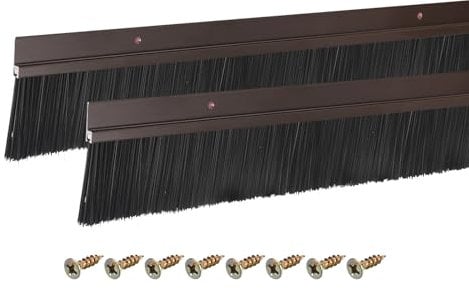 sourcing map 2Pcs Door Brush Bottom Sweep H-Shape Aluminum Alloy Base with 50mm Nylon Brush for Home, Industrial (1000mm L x 75mm W, Brown)