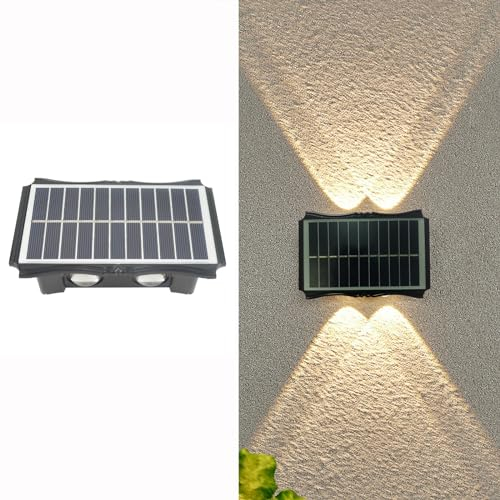 ZVO Lampada solare da parete per esterni e interni, illuminazione su e giù, LED, 2 livelli, IP65, impermeabile, senza fili, ideale per giardino