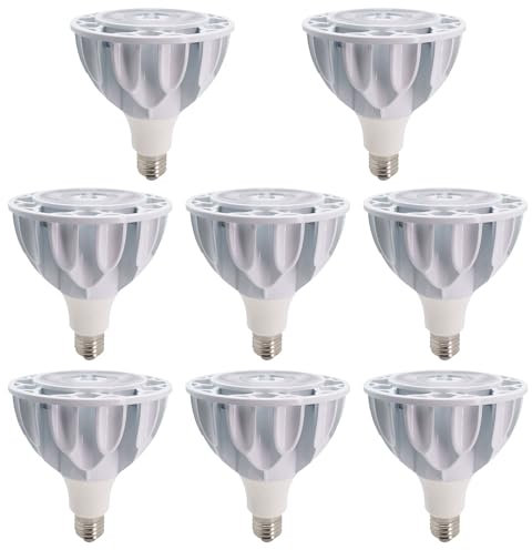 PAZWAHF PAR38 Flutlicht-LED-Lampe, 30 Watt, COB-Wachstumslichter, 3000 Lumen, Strahler, 36° Abstrahlwinkel, AC 85 V–265 V, Nicht dimmbar, E26/E27-Sockel, weißes Gehäuse (8 Stück)