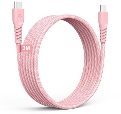 USB C to USB C 3M Long Charger Cable 60W STRONG Braided C to C Cable Fast Charging Type C Data Lead Compatible with iPhone 15/16, iPad Pro 2022, iPad Air 4/5, Samsung S24/S23/S21/A55/A15,Honor, Switch