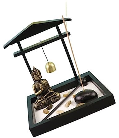 Cabilock Büro-Desktop-Mini-Zen-Garten Heimzubehör Mini-meditations-zengarten Zen-Garten-Set Bürozubehör Rustikaler Schreibtisch Meditierende Statue Statuendekor Sandkasten Ländlich