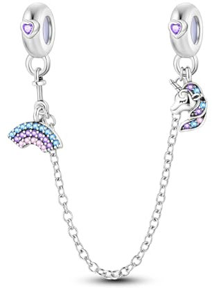 Parmuz 925 Sterling Silber Sicherheitsketten-Charm baumelnde Anhänger Clip-Charm-Perlen für Armband Love Butterfly Evil Eye Stopper Spacer Charm für Frau Schmuck Geschenk