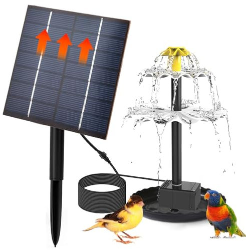 Uozonit Fuente Solar, Fuente Solar para Baño de Aves | Bomba de Agua de Fuente de Energía Solar - Bomba de Fuente Solar para Baño de Aves Fuente de Agua Solar para Baño de Aves