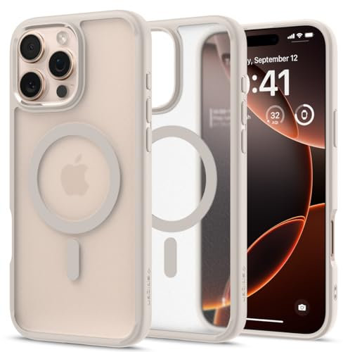 Spigen Ultra Hybrid MagFit Case for iPhone 16 Pro, Compatible with MagSafe Accessories [Anti-Yellowing] [Military-Grade Drop Protection] - Frost Natural Titanium