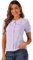 Allegra K Chemisier à Carreaux pour Femmes Contraste à Manches Courtes Bouffantes Haut Chemise à col Claudine Mauve M