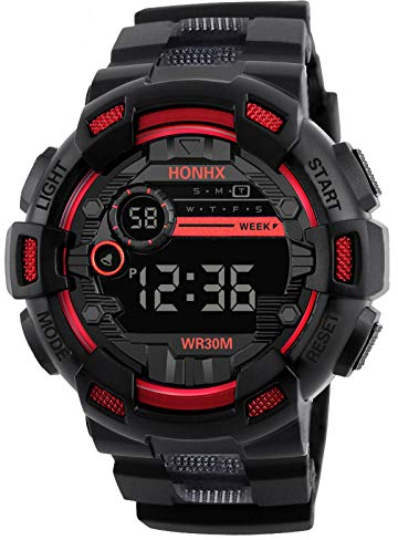 Uhren Herren Smartwatch Herren Damen Buttons Electronic Six Cool mit Vier Sportuhren Herren Armbanduhr Klettverschluss Herren Armbanduhr Blau (D, One Size)