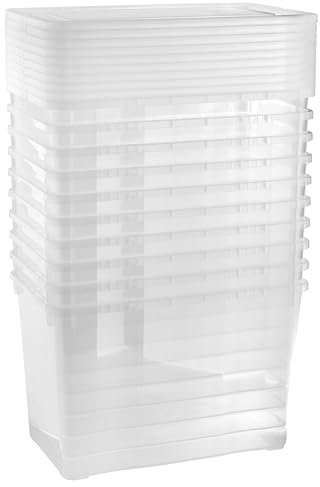 Grizzly Aufbewahrungsboxen 10 x 10 L small hoch mit Deckel transparent - Klarsichtboxen stapelbar mit Belüftung