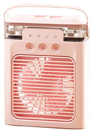 Portable Air Conditioners Fan 3 Speeds Evaporative Air Conditioner With 7 Colors Light 400ml Personal Air Conditioner Portable AC Air Cooler With Humidifier For Room Growing (Pink, One Size)