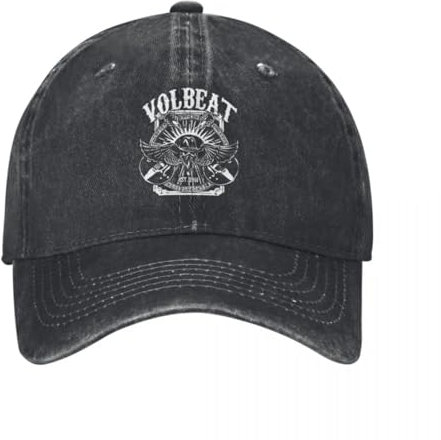 KUGEUII Unisex Danish V Volbeat Baseballkappe, Unisex, gewaschener Denim, Distressed-Look, verstellbare Hüte, Rockband, Outdoor, alle Jahreszeiten, modische Geschenke