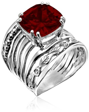 JEAN RACHEL JEWELRY 925 Sterling Silber Ring Damen mit 12 mm Kissen-Zirkonia, Vintage Design, hypoallergen, nickelfrei, bleifrei, handgefertigt Statement Schmuck