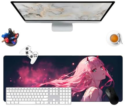 Générique The Franxx Zero Two Anime Multifunction Gaming Mauspad Tastatur Gaming Wasserdicht 800 x 300 x 3 mm und Basis aus rutschfestem Gummi, strukturierte Oberfläche (5)