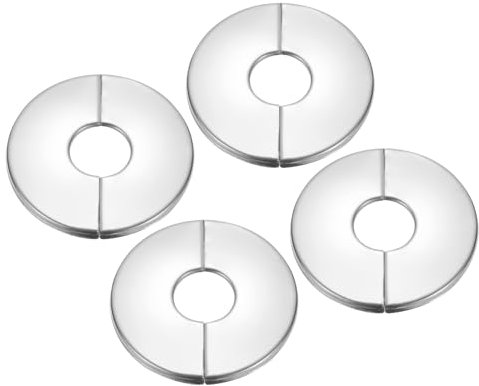 PATIKIL Flangia Divisa a Parete 1 (25mm), 4 Pezzi in Acciaio Inox Tondo Autoadesivo Piastra Copertura per Parete Idraulica per Cucina Bagno Braccio Tubo Rubinetto Decorazione, Argento