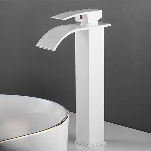 XJTNLB Rubinetto Bagno Lavabo Cascata Bianco Rubinetti per Cascata Bagno Alto, Rubinetteria Lavabo Miscelatore Monocomando per Lavabo