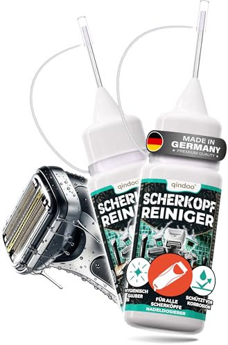 Qindoo Scherkopfreiniger mit Nadelspitze 100ml – Präzise Dosierung für Rasierer, Haarschneider & Barttrimmer – Hygienische Sauberkeit, punktgenau, Made in Germany (200 ml)