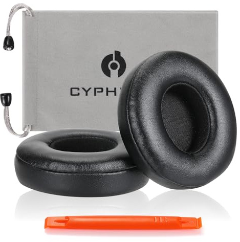 Cypher.V Replacement Ear Pads for Beats Solo 4 On-Ear Headphones, Black | 1 Pair Earpads Cover with Protein Leather, Memory Foam, Storage Bag, Plastic-Stick Tool