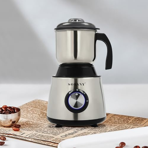 Kaffeemühle Elektrische Mühle, Abnehmbaren Gewürzmühle Elektrisch Nussmühle mit Edelstahlschüsseln, Kaffeebohnen Mahlgerät zum Mahlen von Kaffeebohnen, Gewürzen & Körnern, 800g Fassungsvermögen