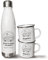 Personalised 500ml Thermal Flask and Enamel Mugs. Motorhome Mug and Flask Set. Outdoor Adventure Gifts