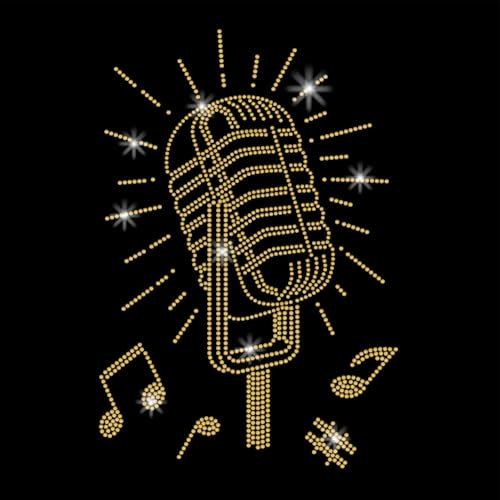 SUPERDANT Microphone Notes Iron On Transfers Microphone Heat Transfer Stickers Iron on Patches Stickers Washable Heat Transfer Decals for T Shirts Clothing Jeans Backpacks DIY Applique Decals