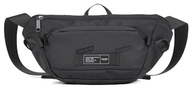 Aoking Gürteltasche aus Polyester für Herren mit Mehreren Fächern, Verstellbarem Gürtel, 35 x 17 x 8 cm, Schwarz