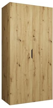 Mirjan24 Kleiderschrank mit Einlegeböden und Kleiderstange Midere 100, Vielseitiger Drehtürenschrank, Elegantes Kleiderschrank 2-türig (Artisan Eiche)