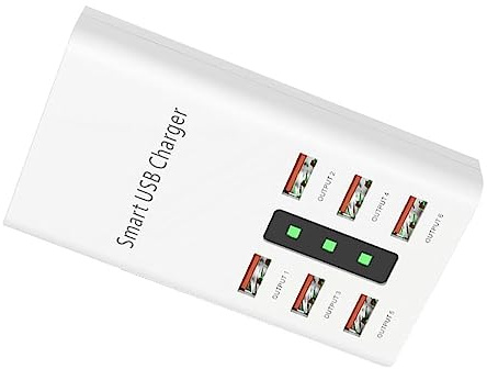NUOBESTY USB-ladegerät mit Sechs Anschlüssen Schnellladestation für Handy und Tablet Mehrfachladegerät mit Eu-stecker für Zuhause und Reisen