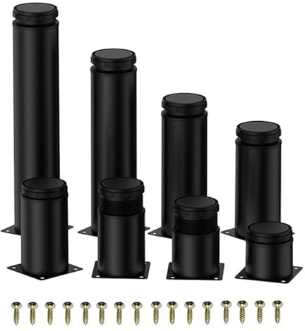 Yiodauh Möbelbeine, 8 Stück, 5–25 cm, Edelstahl, Möbelbeine, Metall, verstellbare Beine, für Schrank, Tisch, Sofa, Füße, Ersatzfuß für Sofa, Bett, Stuhl, Couch, Kommode, Tisch (8 cm)