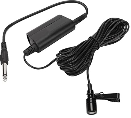Akozon Professionelles Omnidirektionales Lavalier-Mikrofon mit Clamp/Holder für Gitarre, Sprache, Schlagzeug, Klavier und Saxophon – 16,4 Fuß Langes Kabel für Fernaufnahmen