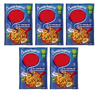 Chinese Inspired Salt & Pepper Chilli Beef Flavour Noodles, Spicy, 60g, Pack of 5