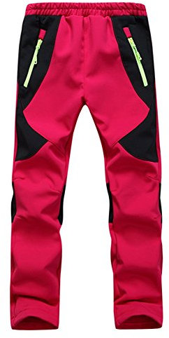 Echinodon Kinder Softshellhose mit Fleecefütterung Wasserdicht Winddicht Atmungsaktiv Warm Regenhose Jungen Mädchen Trekkinghose Skihose Rot S