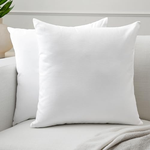 Encasa XO Kissenbezug Baumwolle, ohne Füllung 50x50 cm | Weiß, Canvas Gewebe | Verdeckter Reißverschluss | Maschinenwaschbar | Sofakissen, Couch & Bett | 2er-Set