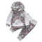 EDOTON Baby Mädchen Outfit 2 Stücke Set Gestreifte Blumen Hoodies mit Tasche Top + Lange Hosen Sweatshirt Outfit Kleidung (3-6 Monate, Grau)