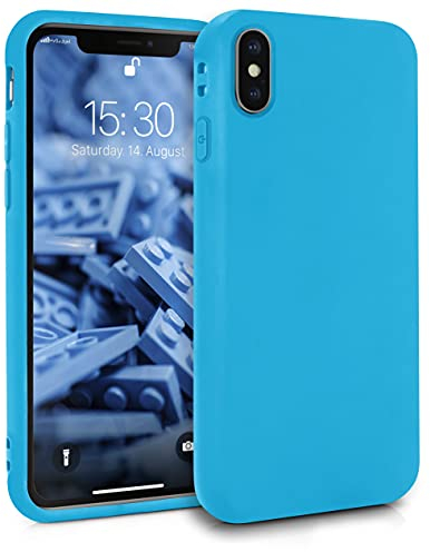 MyGadget TPU Case for iPhone XS Max - [ Camera Protection & Anti Fingerprint ] - Silicone Cover with Soft Touch & Anti Scratch Shell - Matte Light Blue