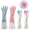 SwirlColor Handschuhe Küche Frauen wasserdichte Küchenhandschuhe Rutschfeste Lange Gummihandschuhe Zum Geschirrspülen Wäschereinigung (Mittlere Größe, 4 Paare)