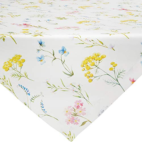 Erwin Müller Tischwäsche, Mitteldecke Blumen-Wiese bunt Größe 110x110 cm - hohe Strapazierfähigkeit, mit Kuvertsaum
