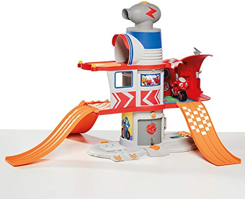 TOMY Ricky Zoom House Adventure Playset avec sons,rampes et lanceur de jouets pour motos, comprend des figurines de 8 cm pour les garçons,des jouets de motos avec des roues pour les enfants de 3 ans+