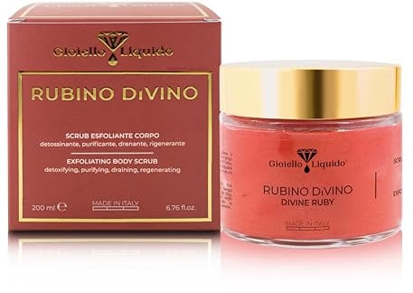 Scrub Corpo Rivitalizzante ai Sali Marini con Polvere Di Rubino Anticellulite Esfoliante - Con Olio Di Jojoba Estratto di Vite Rossa - Body Scrub Corpo 200 ML